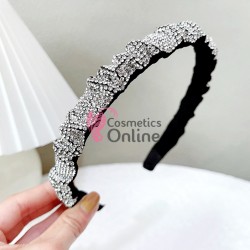 Bentita deosebita pentru par din Catifea cu strasuri Hand Made BTP034 - Black 